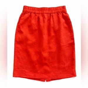 Jcrew red linen pencil skirt women’s size S Tall